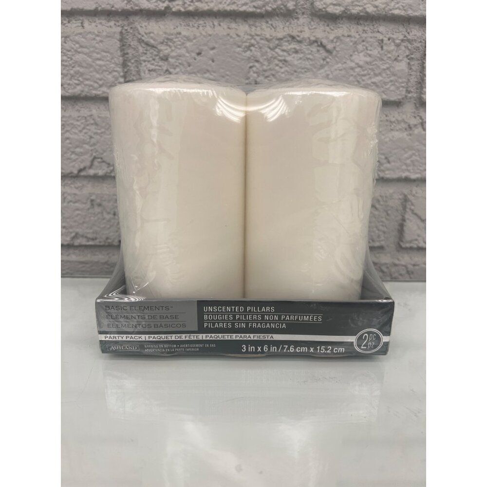 Basic Elements White Unscented Pillars Pack Of 2